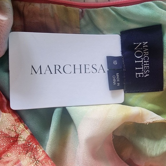 MARCHESA NOTTE Tiered metallic fil coupé floral-print woven maxi dress Large - Picture 10 of 11